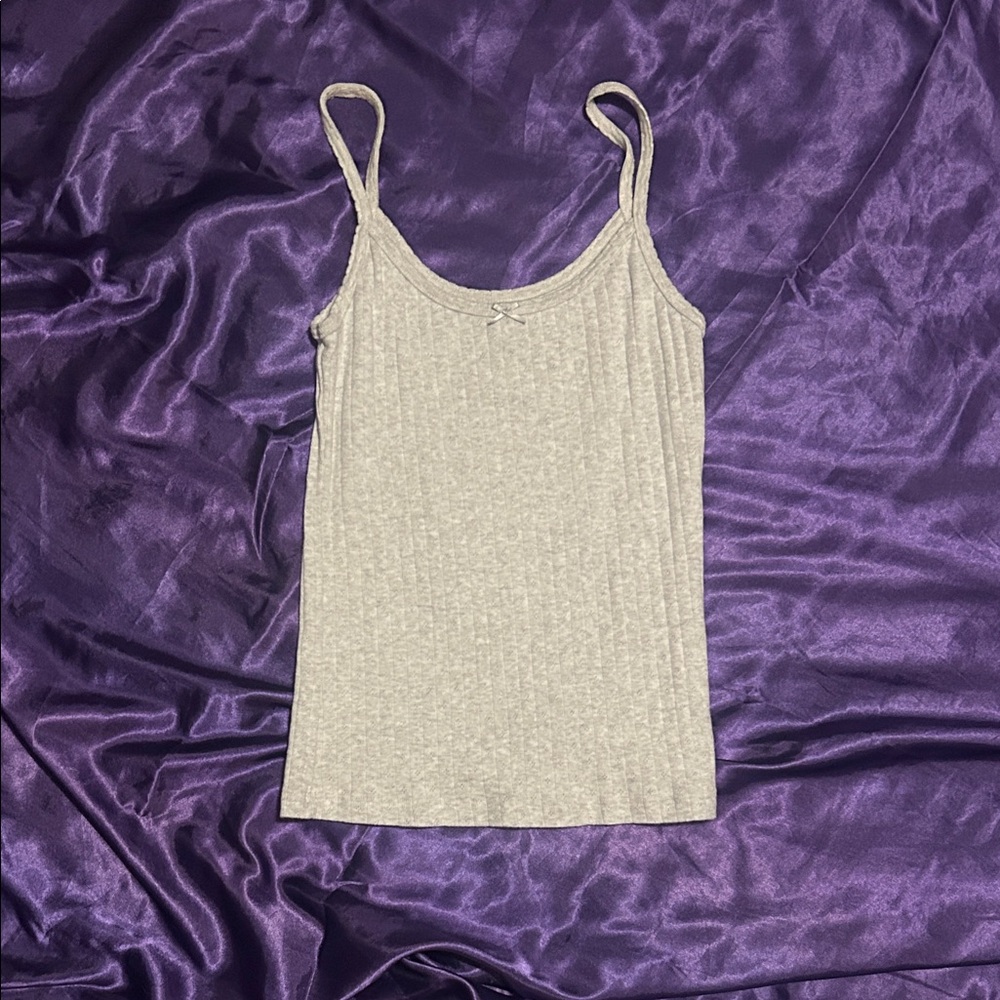 Brandy Melville Cream Ribbed Spaghetti Strap Cami